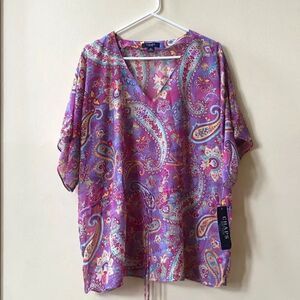 Chaps Paisley Sheer Top 1X